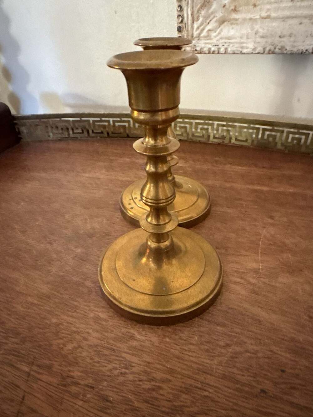Vintage Pair of Enesco Solid Brass Taper Candlesticks Holders - Picture 4 of 7
